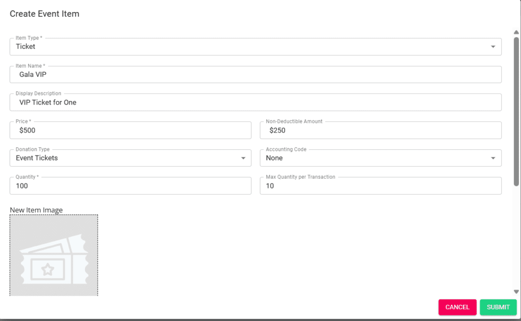 screenshot of adding a ticket to EventSnap