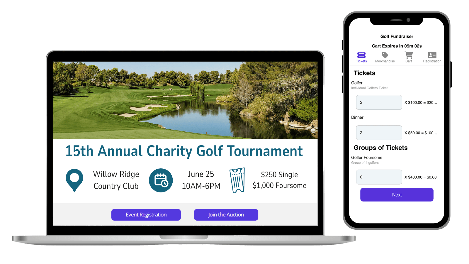 golfherohomepage Golf Charity Tournament Even Landing Page and Tickets Example
